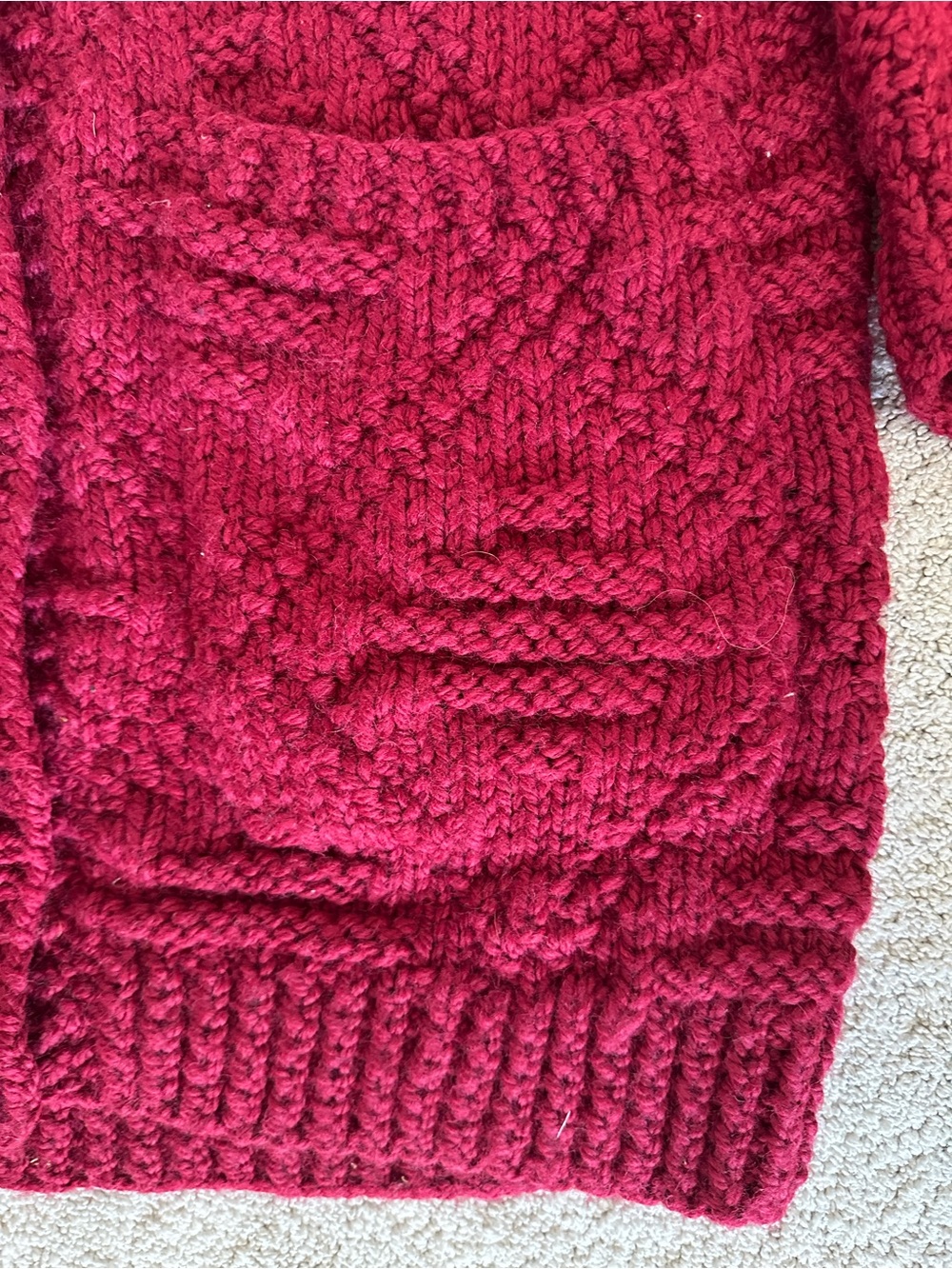 NONIA Vintage Hand Knit Wool Cardigan Sweater Raspberry Size Large** - Picture 7 of 14